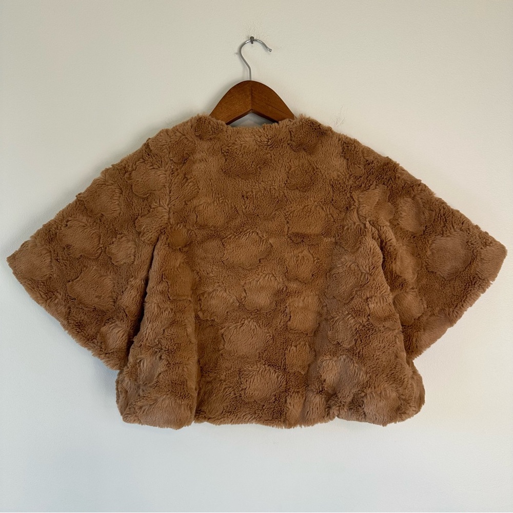 Zara Kids Cotton Furry Teddy Bear Cape Capelet Cheetah Leopard Lined, size 7-8 - Picture 3 of 16